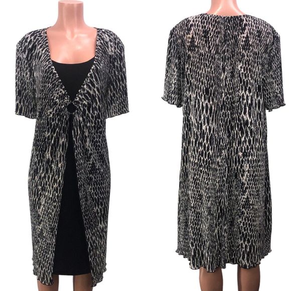 connected apparel Dresses & Skirts - Connected Apparel Women Short Sleeve Pullover Dress Size 20W  Black & White MIDI